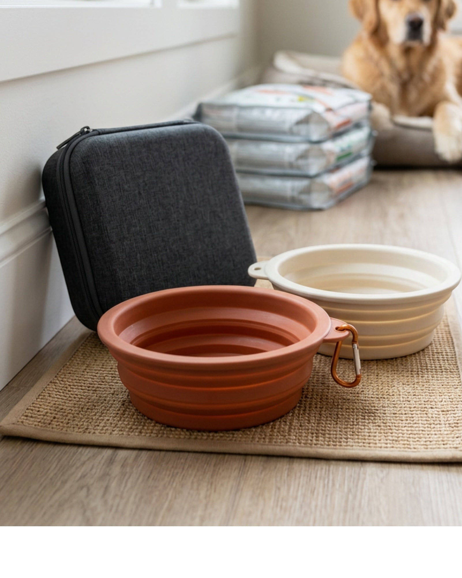 Tucy Collapsible Pet Bowls with Carry Case 700 ml Pair - Lifestyle view
